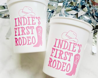 Personalized First Rodeo Birthday Party Cups, 16oz Stadium Cup