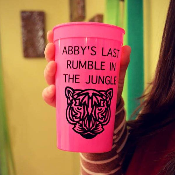 Rumble In The Jungle Bachelorette Party Stadium Cups, Safari Themed Bachelorette Party, Jungle Themed Party, Bridesmaids Cups, Tiger Cups