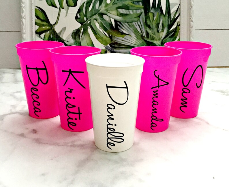 Personalized Bridesmaids Cups Bachelorette Party Cups Etsy