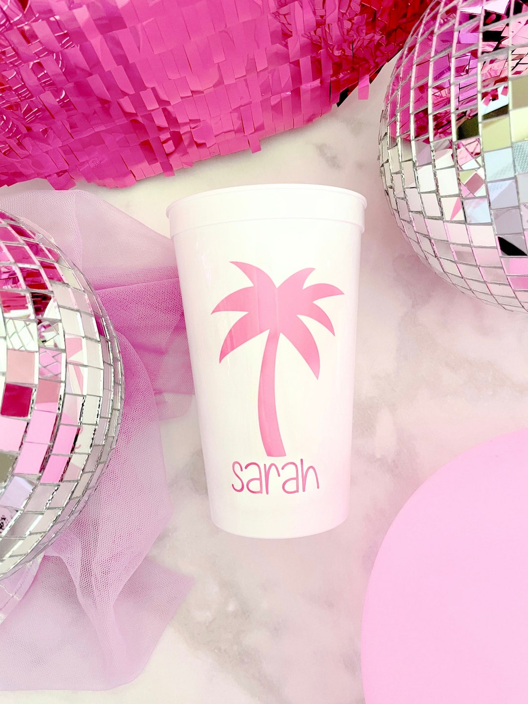Personalized Palm Tree Stadium Cups, 22oz, Palm Tree Cups, Personalized