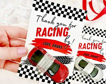 Car Birthday Party Favors, Printable Party Favor Tags, Thanks For Racing By, Car Party Favors, Car Themed Birthday, Race Car Birthday