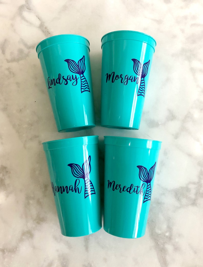 Personalized 22oz Stadium Cups Personalized Mermaid Stadium Cups Personalized Cups Bachelorette Party Favor Bachelorette Party Cups