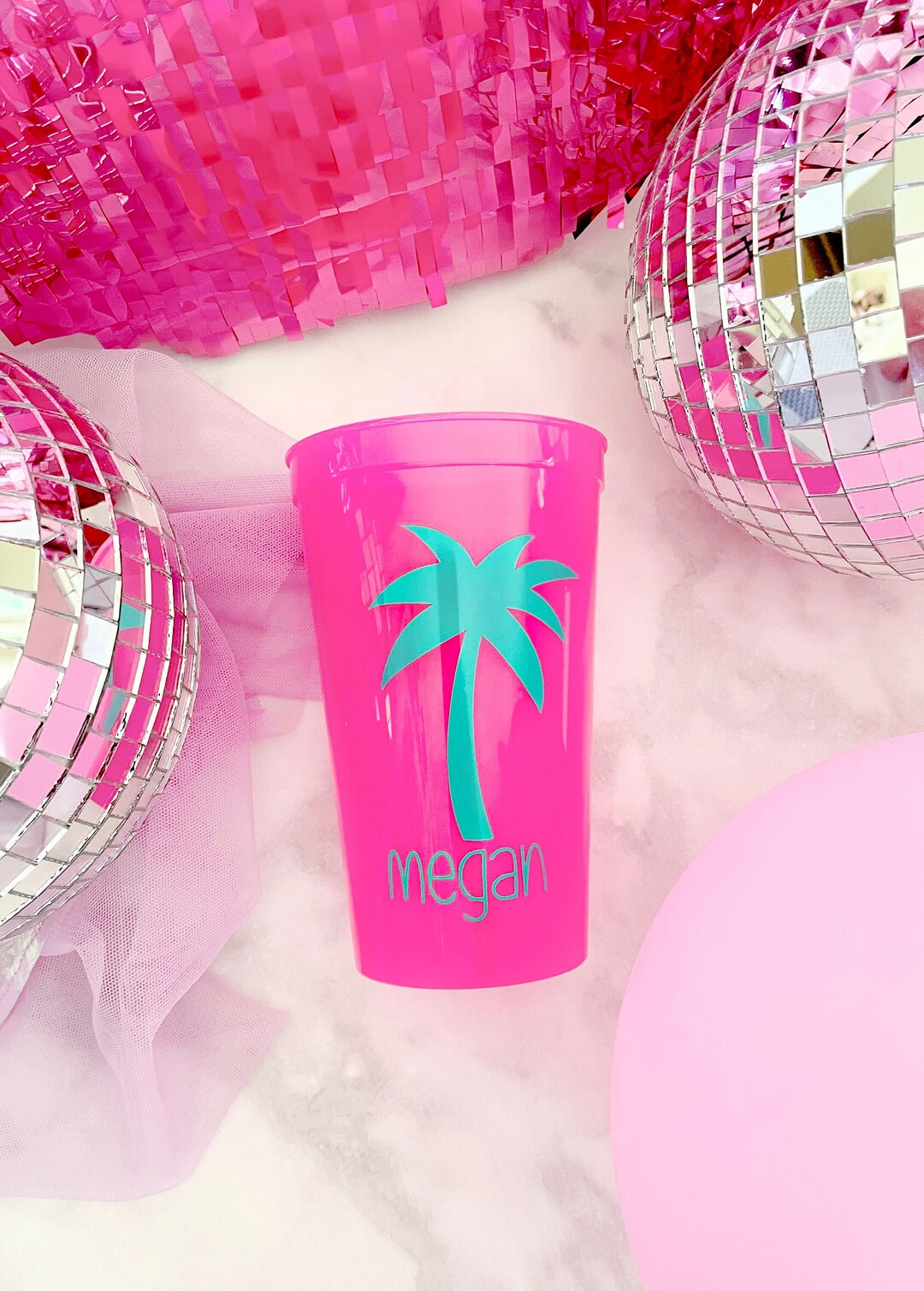 Personalized Palm Tree Stadium Cups, 22oz, Palm Tree Cups, Personalized