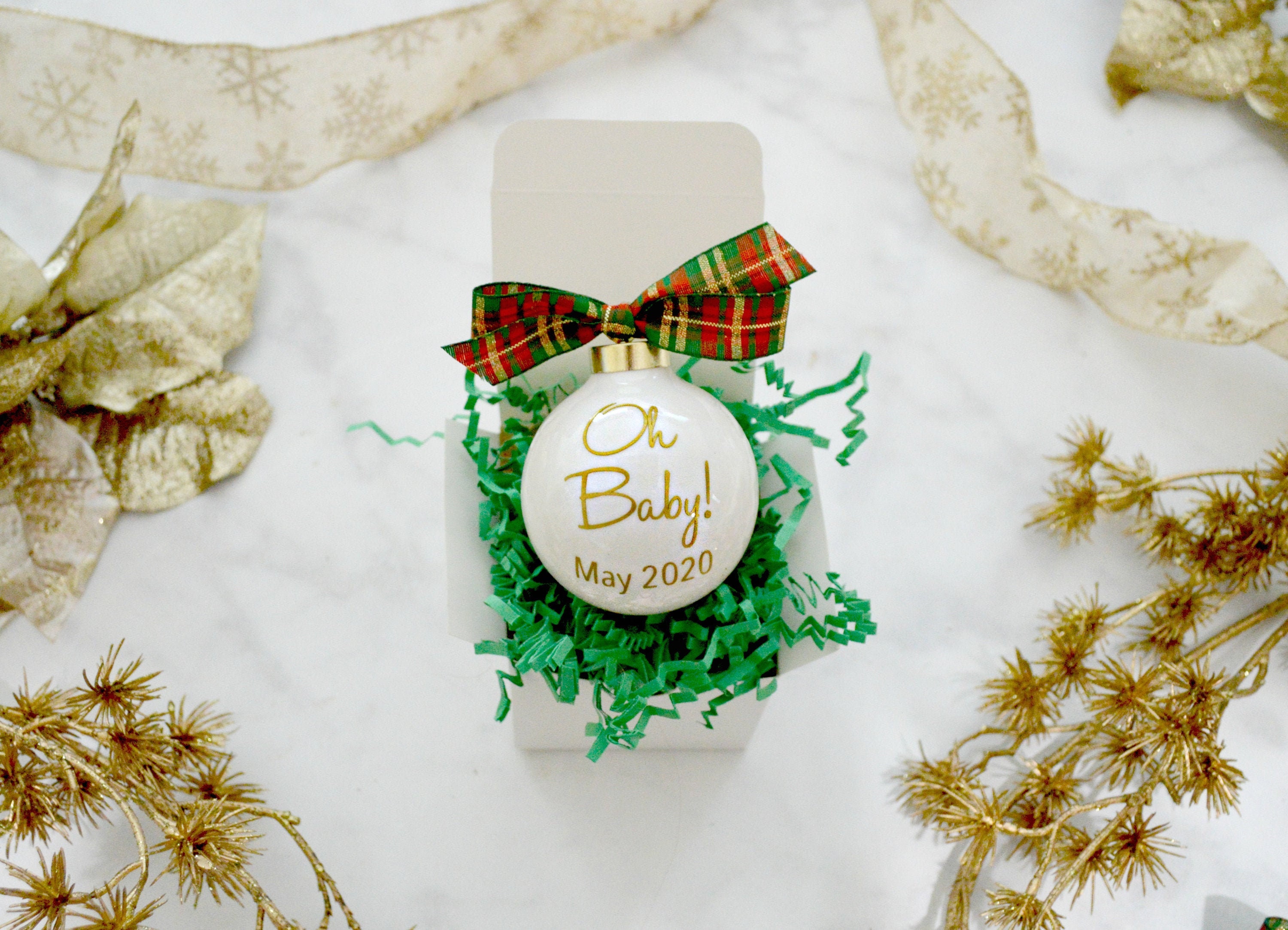 Pregnancy Announcement Christmas Ornaments Oh Baby Ornament Etsy