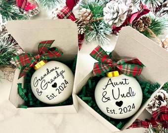 Pregnancy Announcement Christmas Ornament, Grandma & Grandpa Christmas Ornament, Pregnancy Reveal Idea, Christmas Pregnancy Ornament