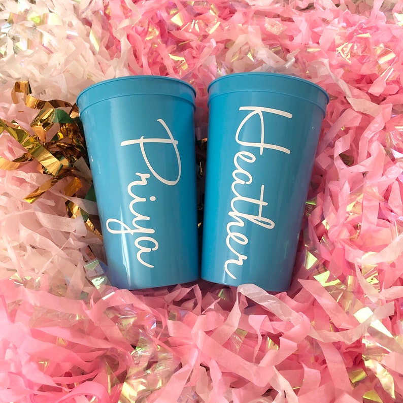Personalized Bridesmaids Cups Bachelorette Party Cups Etsy
