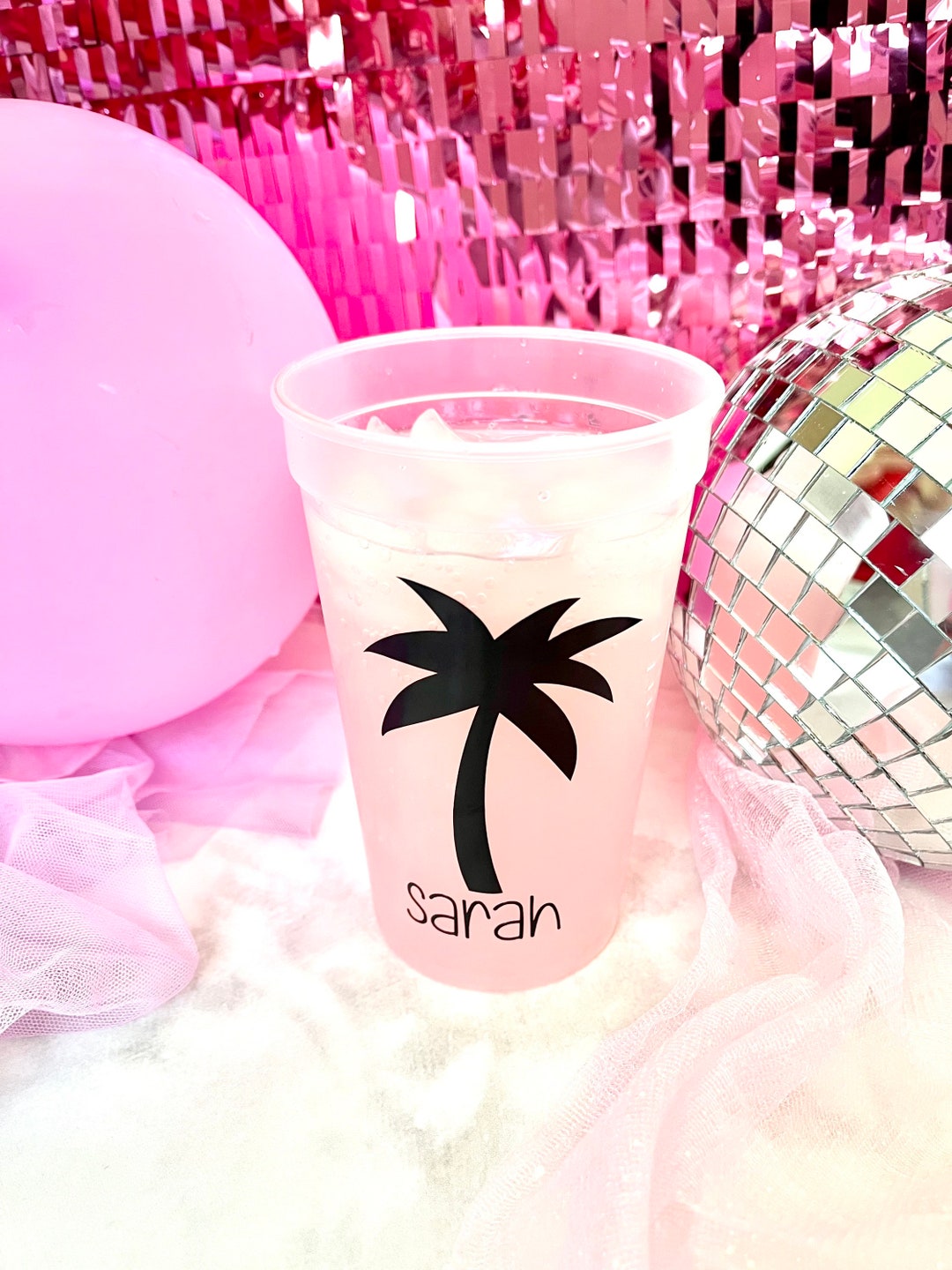 Personalized Palm Tree Stadium Cups 22oz Palm Tree Cups Etsy