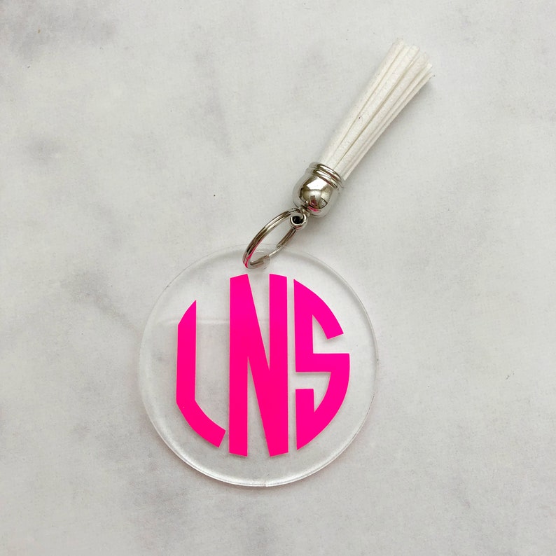 Monogram Keychain with Tassel Monogrammed Keychain Tassel Etsy