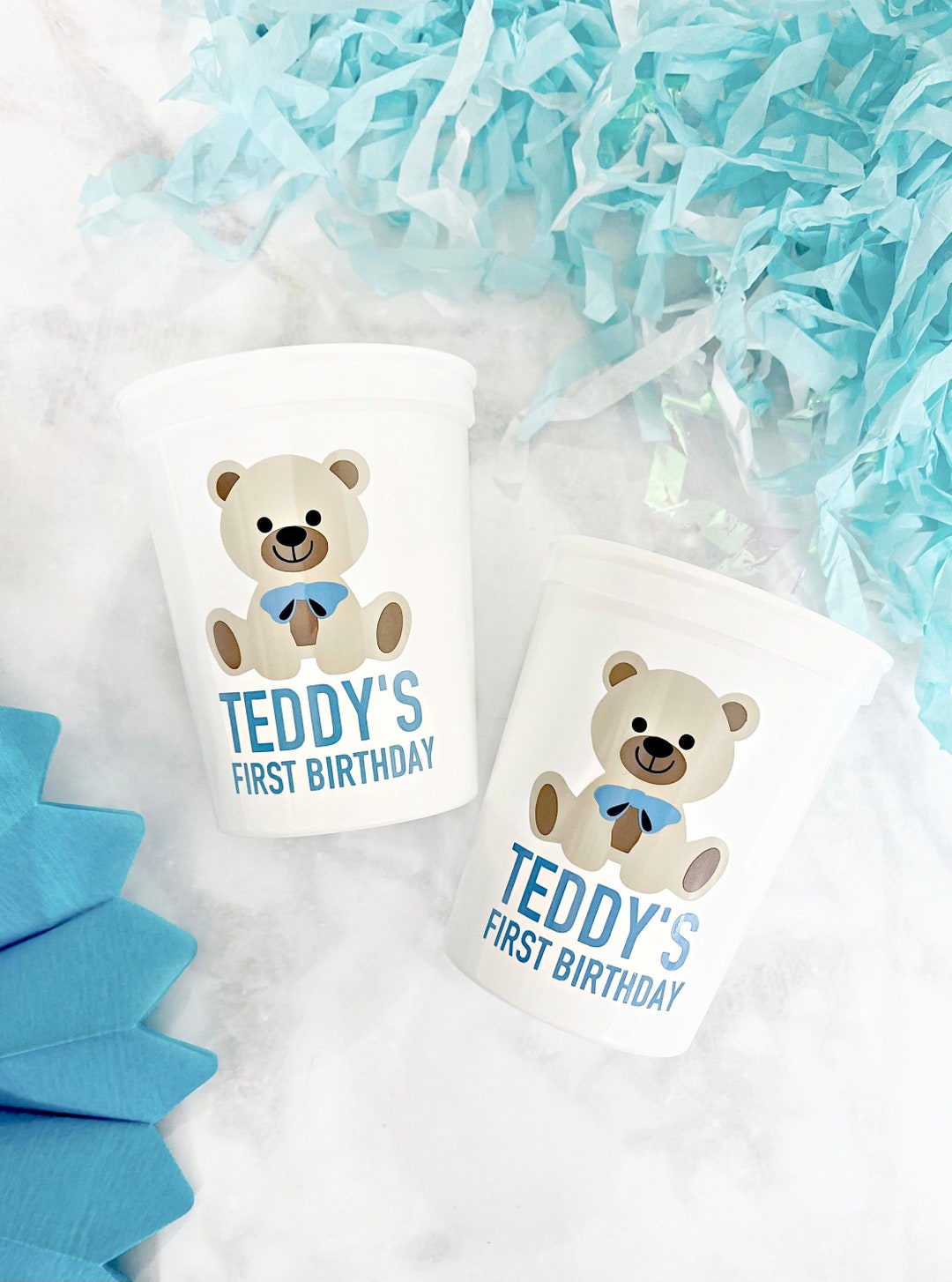 Teddy Bear Kids Birthday Party Cups, Teddy Bear Themed Party, Bear ...