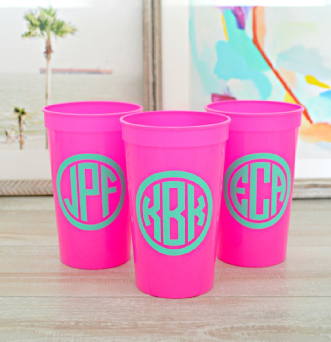 Monogrammed Stadium Cups, Personalized Party Cups, Monogrammed Party