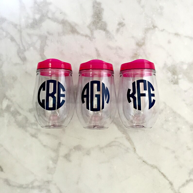 Monogrammed Wine Tumblers Acrylic Wine Tumblers Monogrammed Etsy