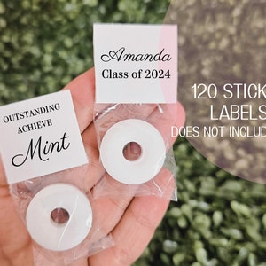 120 Printed Personalized Sticker Labels, Graduation Party Mint Favor, Outstanding achievement, Mint Favors, class of 2024  Grad Candy Favors