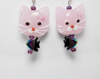 Cat-fishing earrings-A345