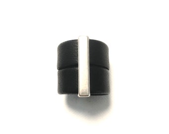 Bague en cuir noir avec barre pour homme et femme RAK-2/2