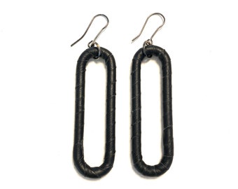 Boucles d’oreilles en cuir noir LINK-1