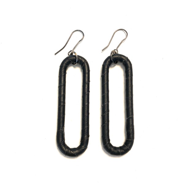 LINK-1 black leather earrings