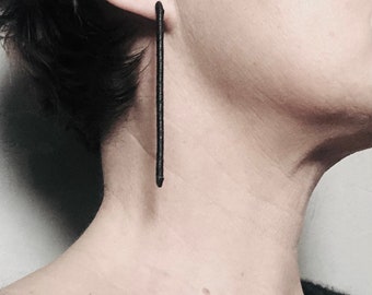 Boucles d’oreilles minimalistes barre cuir pour femme STARK