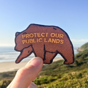 Protect Our Public Lands Grizzly Bear Patch, 3" Iron-On Patch