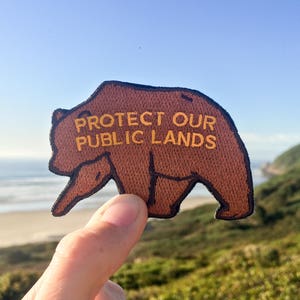 Protect Our Public Lands Grizzly Bear Patch | 3&quot; Iron-On Embroidered Patch