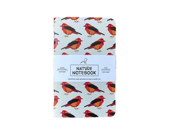 Scarlet Tanager Nature Notebook | 3.5" x 5.5" Bird Notebook