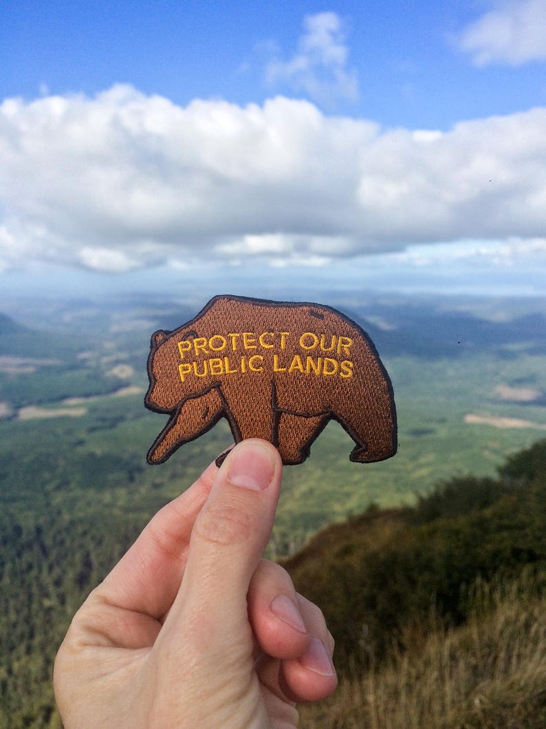 Protect Our Public Lands Grizzly Bear Patch 3 Iron-On Patch