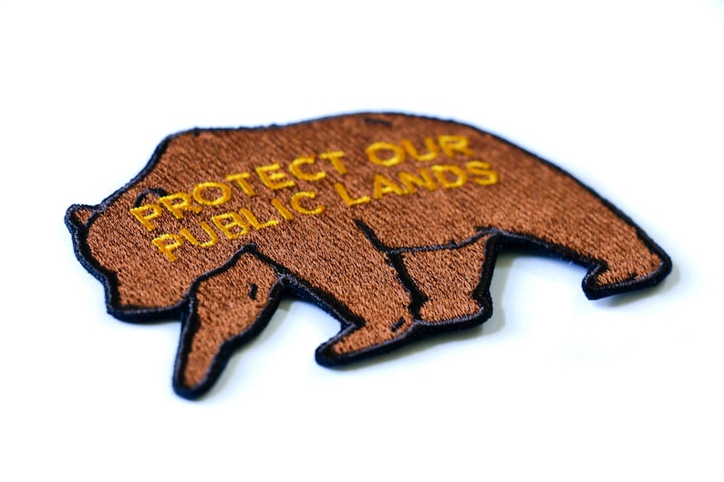 Protect Our Public Lands Grizzly Bear Patch 3 Iron-On Patch