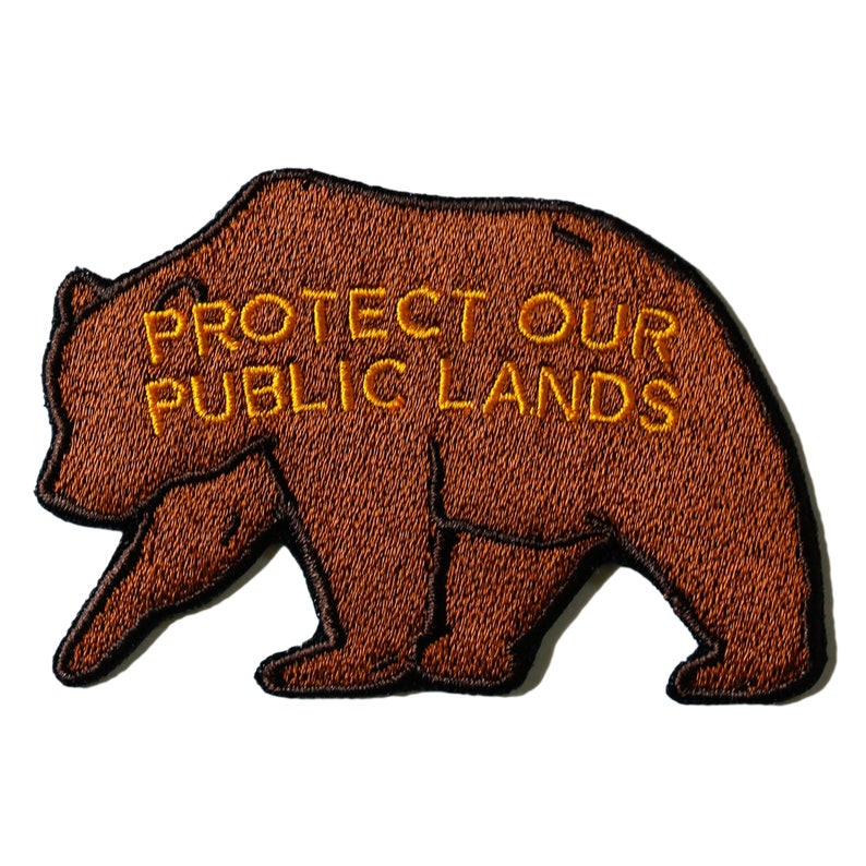 Protect Our Public Lands Grizzly Bear Patch 3 Iron-On Patch