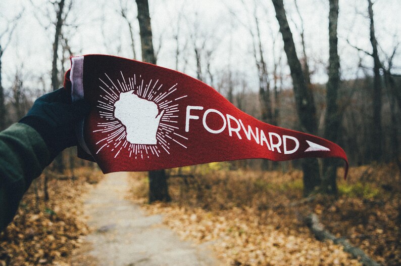 Wisconsin State Motto Pennant Forward Etsy