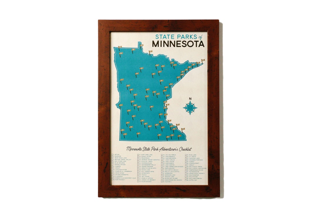 Minnesota State Parks Map &amp; Checklist | 11x17" Print - Etsy