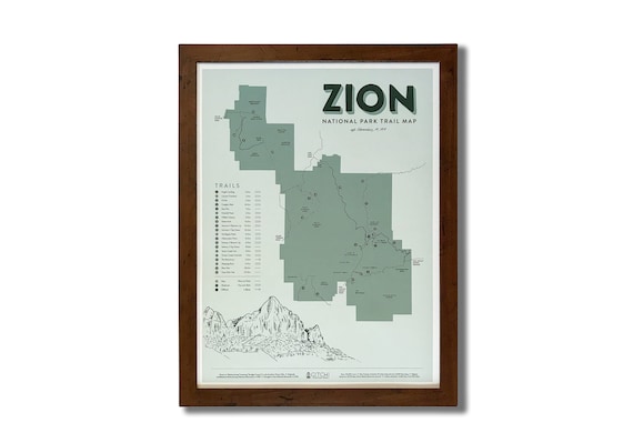 Zion National Park Trail Map | 18x24" Print