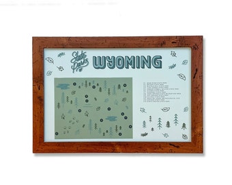 Wyoming State Parks Map & Checklist - Vintage Green | 11x17"