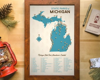 Michigan State Parks Map & Checklist | 11x17" Print