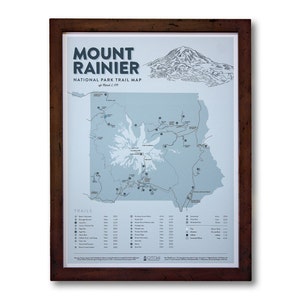 Mapa de trilha do Parque Nacional Mount Rainier | Impressão 18x24"