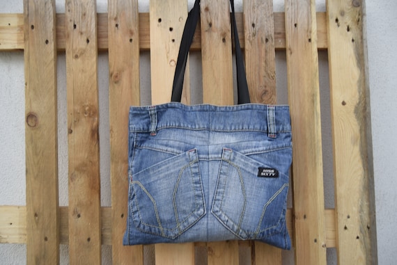 Denim Toteeco Friendly Recycled Jeans Bag Denim Bag - Etsy