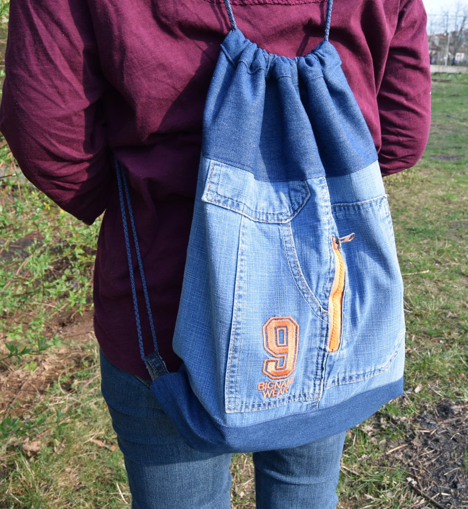 Denim Backpack, Recycled Backpack, Boho Hippie Backpack, School