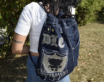 Backpack for a boy,Teen backpack, Denim Backpack,Mens Backpack, unisex backpack ,backpack for teenagers,Large Bag, Japanese Bag,black denim