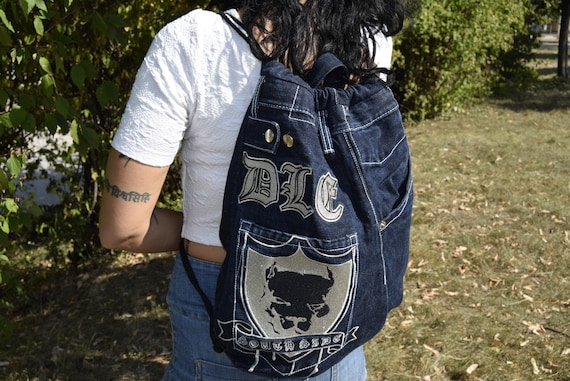 Mens denim backpack sale