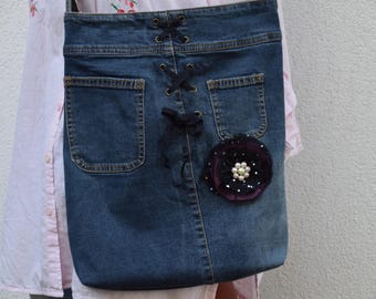 Shoulder bag, school bag, walking bag, beach bag, boho style, applique bag, zero waste, gift for her