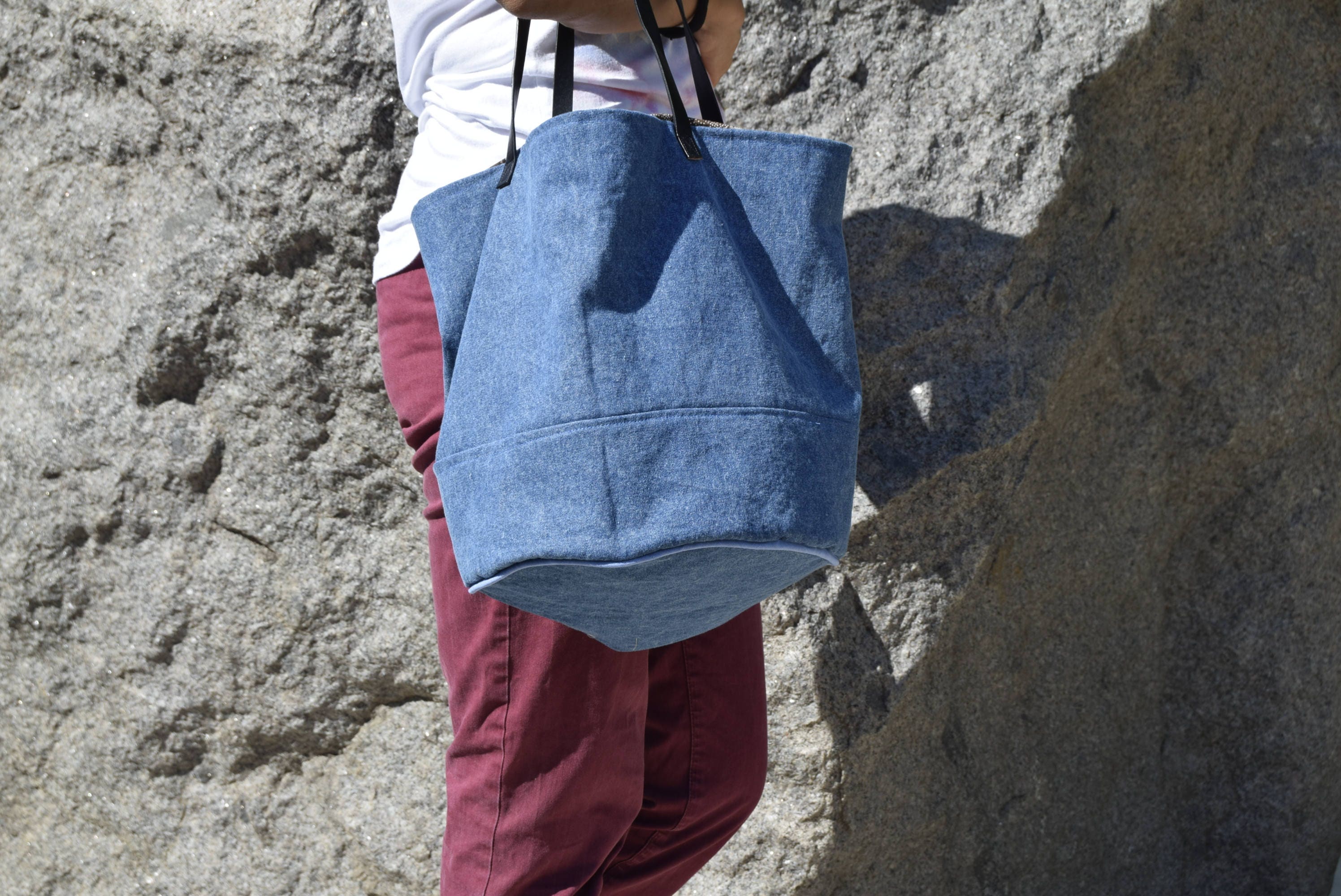 Recycled Bag,tote Bag Round , Urban Sport Bag . Everyday Bag. Jeans Bag ...