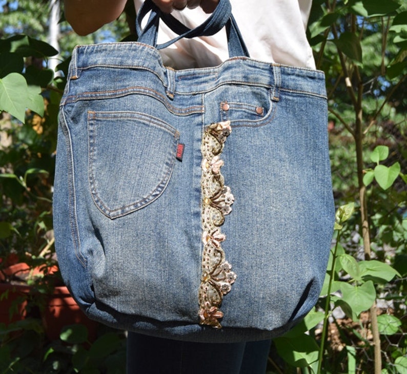 Spin Denim Tote Bag