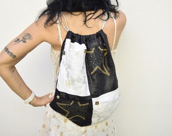 Women backpack,Summer backpack,Hipster boho backpack, backpack for teenagers,medium size backpack,patchwork  backpack,Handmade drawstring