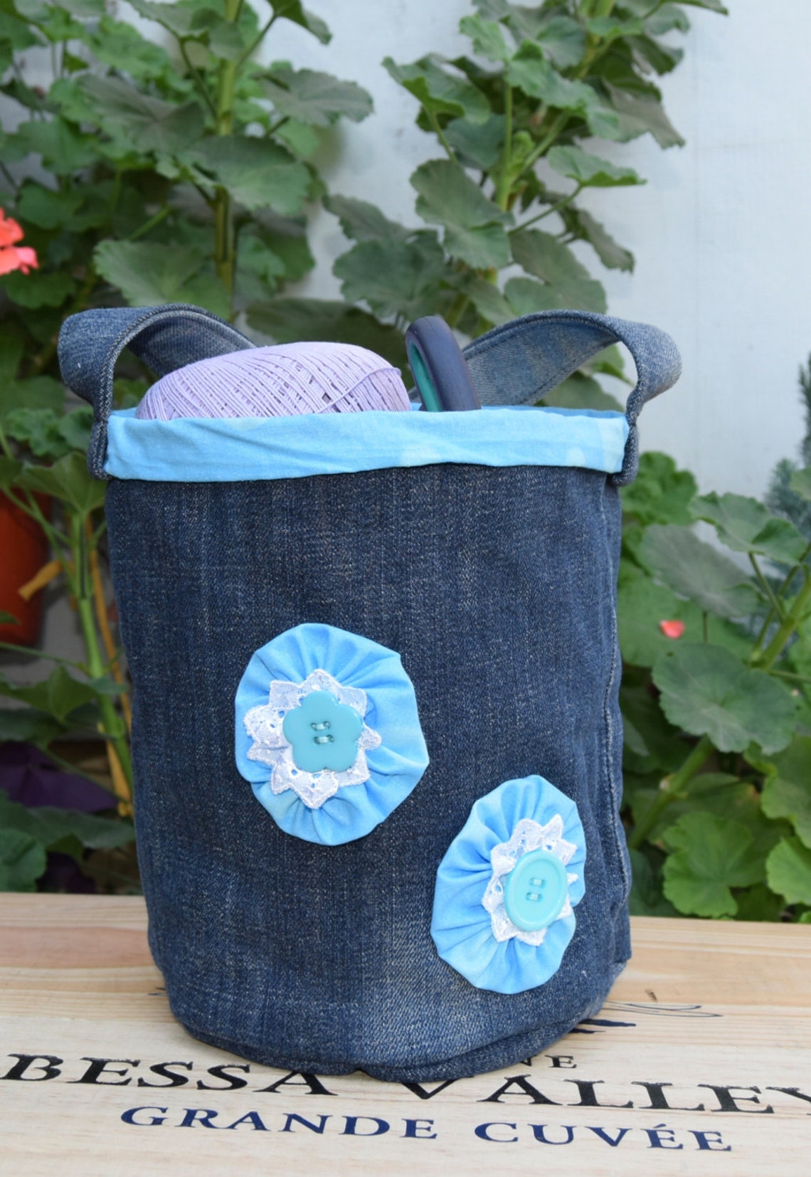Denim Storage Basket, Useful Gift Organizer, Fabric Container, Jeans