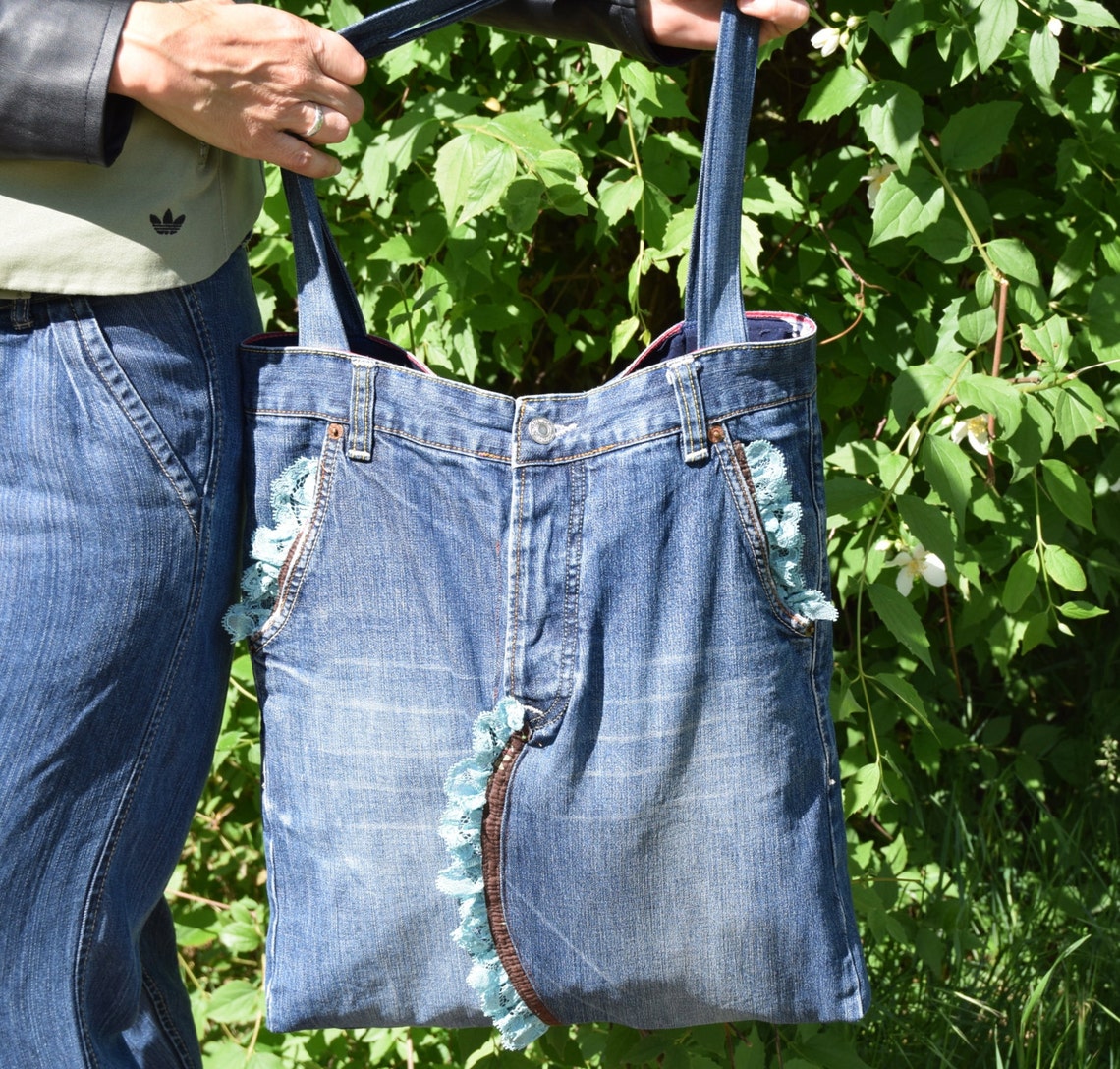 Denim Tote / Blue Denim Bag / Big Jeans Bag / Modern Bag / - Etsy