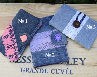 Phone wallet, felt phone case, fabric card wallet, denim card case, coupon wallet