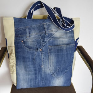Denim Tote, Recycled Jeans Bag, Denim Bag, Handbag, Modern Upcycled Bag ...