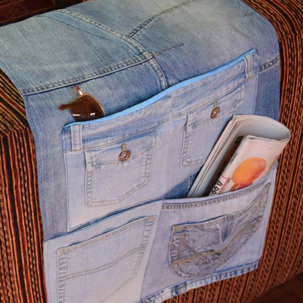 Organizador del sofá del dril de algodón, organizador de control remoto, control remoto carrito de tela, Sillón control remoto carrito, regalo familiar
