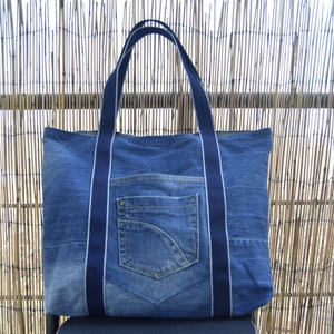 Medium Denim Handbag,recycled Denim ,zero Waste,pachwork Tote Bag ...