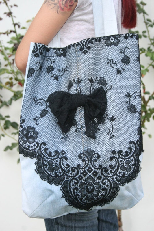 Lace tote bag sales