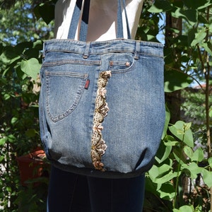 Demin Tote, Recycled Tote Bag, Big Denim Purse, Blue Demin Bag, Denim ...