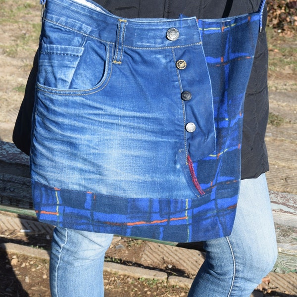 Denim tote / Recycled Jeans Bag / Denim bag / Handbag / Modern Upcycled Bag / Tote purse